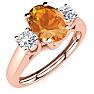 1 Carat Oval Shape Citrine and Two Diamond Ring In 14 Karat Rose Gold Image-2