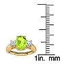 1 Carat Oval Shape Peridot and Two Diamond Ring In 14 Karat Yellow Gold Image-5