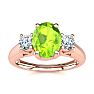 1 Carat Oval Shape Peridot and Two Diamond Ring In 14 Karat Rose Gold
 Image-1