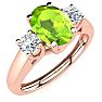 1 Carat Oval Shape Peridot and Two Diamond Ring In 14 Karat Rose Gold
 Image-2