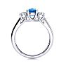 1 1/5 Carat Oval Shape Blue Topaz and Two Diamond Ring In 14 Karat White Gold
 Image-3