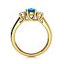 1 1/5 Carat Oval Shape Blue Topaz and Two Diamond Ring In 14 Karat Yellow Gold
 Image-3