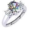 1-1/5 Carat Oval Shape Mystic Topaz Ring With Two Diamonds In 14 Karat White Gold Image-2