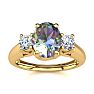 1-1/5 Carat Oval Shape Mystic Topaz Ring With Two Diamonds In 14 Karat Yellow Gold Image-1