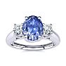 1.15 Carat Oval Shape Tanzanite and Two Diamond Ring In 14 Karat White Gold Image-1