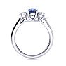 1.15 Carat Oval Shape Tanzanite and Two Diamond Ring In 14 Karat White Gold Image-3