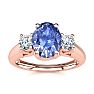 1.15 Carat Oval Shape Tanzanite and Two Diamond Ring In 14 Karat Rose Gold
 Image-1