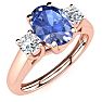 1.15 Carat Oval Shape Tanzanite and Two Diamond Ring In 14 Karat Rose Gold
 Image-2