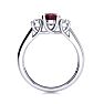 Garnet Ring: Garnet Jewelry: 1 1/5 Carat Oval Shape Garnet and Two Diamond Ring In 14 Karat White Gold Image-3