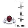 Garnet Ring: Garnet Jewelry: 1 1/5 Carat Oval Shape Garnet and Two Diamond Ring In 14 Karat White Gold Image-5
