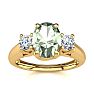 1 Carat Oval Shape Green Amethyst and Two Diamond Ring In 14 Karat Yellow Gold Image-1