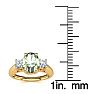 1 Carat Oval Shape Green Amethyst and Two Diamond Ring In 14 Karat Yellow Gold Image-5