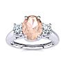 1 Carat Oval Shape Morganite and Two Diamond Ring In 14 Karat White Gold Image-1