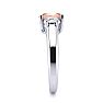 1 Carat Oval Shape Morganite and Two Diamond Ring In 14 Karat White Gold Image-4
