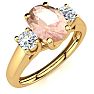 1 Carat Oval Shape Morganite and Two Diamond Ring In 14 Karat Yellow Gold Image-2