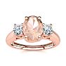 1 Carat Oval Shape Morganite and Two Diamond Ring In 14 Karat Rose Gold Image-1