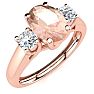 1 Carat Oval Shape Morganite and Two Diamond Ring In 14 Karat Rose Gold Image-2