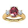 1.15 Carat Oval Shape Ruby and Two Diamond Ring In 14 Karat Yellow Gold Image-1