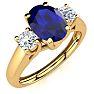 1 1/5 Carat Oval Shape Sapphire and Two Diamond Ring In 14 Karat Yellow Gold Image-2