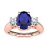 1 1/5 Carat Oval Shape Sapphire and Two Diamond Ring In 14 Karat Rose Gold Image-1