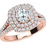 1 Carat Double Halo Diamond Engagement Ring in 14 Karat Rose Gold Image-2