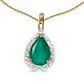 14k Yellow Gold Pear Emerald Pendant with 18" Chain
 Image-1