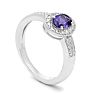 1/2 Carat Oval Shape Tanzanite and Halo Diamond Ring In Sterling Silver Image-3