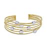 14 Karat Yellow Gold 1 1/2 Carat Pave Diamond Cuff Bangle Bracelet Image-1