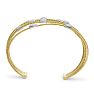 14 Karat Yellow Gold 2 Carat Pave Diamond Cuff Bangle Bracelet Image-3
