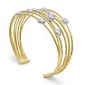 14 Karat Yellow Gold 2 Carat Pave Diamond Cuff Bangle Bracelet Image-4