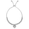 Sterling Silver Faceted Bead Adjustable Bead Bracelet with Cubic Zirconia Heart Charm
 Image-2