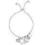 Sterling Silver and Cubic Zirconia Moon and Stars Charm Bracelet with Adjustable Bead
 Image-2
