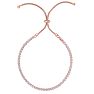 Rose Gold Plated Sterling Silver Cubic Zirconia Adjustable Bead Bracelet Image-1