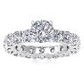 14 Karat White Gold 4 3/4 Carat Diamond Eternity Engagement Ring With 1 1/2 Carat Round Brilliant Center, Ring Size 4.5 Image-1
