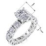 14 Karat White Gold 4 3/4 Carat Diamond Eternity Engagement Ring With 1 1/2 Carat Round Brilliant Center, Ring Size 4.5 Image-5