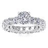 14 Karat White Gold 5 Carat Diamond Eternity Engagement Ring With 1 1/2 Carat Round Brilliant Center, Ring Size 6 Image-1