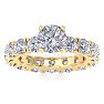 14 Karat Yellow Gold 5 1/4 Carat Diamond Eternity Engagement Ring With 1 1/2 Carat Round Brilliant Center, Ring Size 8.5 Image-1