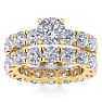 14 Karat Yellow Gold 8 1/2 Carat Diamond Eternity Engagement Ring With Matching Band, Ring Size 4.5 Image-1
