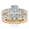 14 Karat Yellow Gold 9 Carat Diamond Eternity Engagement Ring With Matching Band, Ring Size 5.5 Image-1