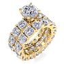 14 Karat Yellow Gold 9 Carat Diamond Eternity Engagement Ring With Matching Band, Ring Size 5.5 Image-2