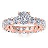 14 Karat Rose Gold 5 Carat Diamond Eternity Engagement Ring With 1 1/2 Carat Round Brilliant Center, Ring Size 6 Image-1