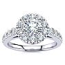 1 Carat Floating Halo Round Diamond Engagement Ring in 14 Karat White Gold  Image-1