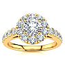 14 Karat Yellow Gold 1 Carat Classic Round Halo Diamond Engagement Ring Image-1