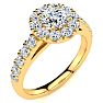 14 Karat Yellow Gold 1 Carat Classic Round Halo Diamond Engagement Ring Image-2