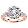 14 Karat Rose Gold 1 Carat Classic Round Halo Diamond Engagement Ring Image-1