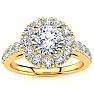 14 Karat Yellow Gold 1 1/3 Carat Classic Round Halo Diamond Engagement Ring Image-1