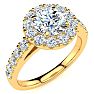 14 Karat Yellow Gold 1 1/3 Carat Classic Round Halo Diamond Engagement Ring Image-2