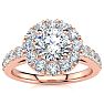 14 Karat Rose Gold 1 1/3 Carat Classic Round Halo Diamond Engagement Ring Image-1