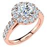 14 Karat Rose Gold 1 1/3 Carat Classic Round Halo Diamond Engagement Ring Image-2