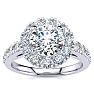 14 Karat White Gold 1 1/2 Carat Classic Round Halo Diamond Engagement Ring Image-1